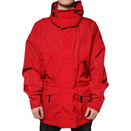 Dolce & Gabbana Red Nylon Hooded Men Full Zip Parka Jacket 1728,67345645728,Clothing,Dolce & Gabbana,IT58 | 3XL,Jackets - Men - Clothing,Material: 99% Nylon 1% Elastane,Men,Men - Clothing,New with tags,Red Dolce & Gabbana TSH3789-58