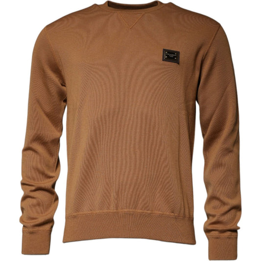 Dolce & Gabbana Brown Logo Plaque Crew Neck Pullover Sweater 1728,67345645728,Brown,Clothing,Dolce & Gabbana,IT48 | M,Material: 100% cashmere,Men,Men - Clothing,New with tags,Sweaters - Men - Clothing Dolce & Gabbana TSH87583-48