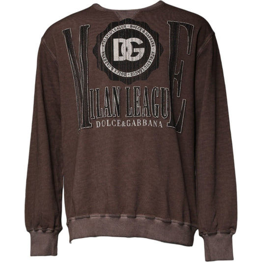 Dolce & Gabbana Brown Logo Print Crew Neck Pullover Sweater 1728,67345645728,Brown,Clothing,Dolce & Gabbana,IT48 | M,Material: 100% Cotton,Men,Men - Clothing,New with tags,Sweaters - Men - Clothing Dolce & Gabbana TSH87586-48