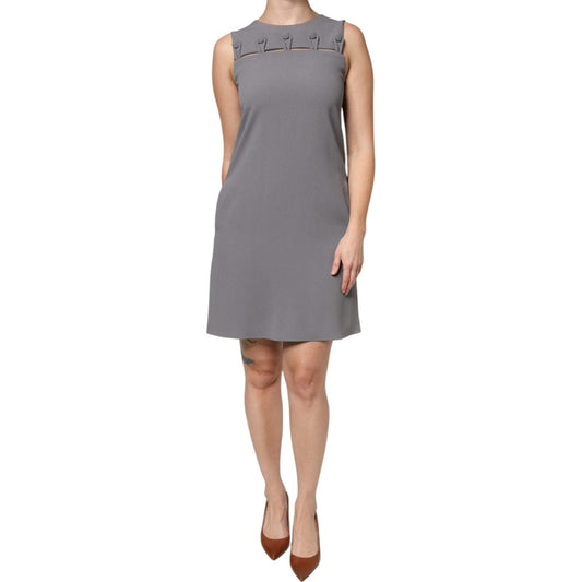 Emporio Armani Gray Round Neck Sleeveless A-line Mini Dress 1728,67345645728,Clothing,Dresses - Women - Clothing,Emporio Armani,Gray,IT40|S,Material: 70% Acetate 30% Viscose,Preowned / Defect,Women,Women - Clothing Emporio Armani DR281345-40