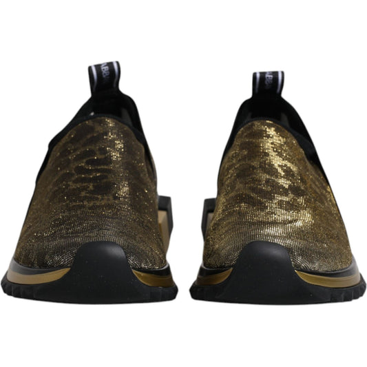 Dolce & Gabbana Gold Glitter Leopard Sorrento Sneakers Shoes 1728,67345645728,Dolce & Gabbana,EU36/US6,Gold,Material: Polyester,Preowned / Defect,Shoes,Sneakers - Women - Shoes,Women,Women - Shoes Dolce & Gabbana LA12203-36