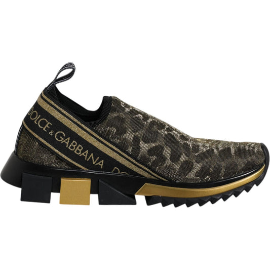 Dolce & Gabbana Gold Glitter Leopard Sorrento Sneakers Shoes 1728,67345645728,Dolce & Gabbana,EU36/US6,Gold,Material: Polyester,Preowned / Defect,Shoes,Sneakers - Women - Shoes,Women,Women - Shoes Dolce & Gabbana LA12203-36