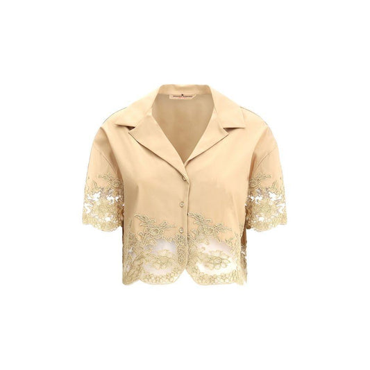 Ermanno Scervino Lace detail Shirt 1728,72470364320,Beige,Clothing,Ermanno Scervino,IT40 | M,IT44 | L,New with tags,Shirts - Women - Clothing,Women,Women - Clothing Ermanno Scervino ER-D462K325BYQ60920-IT44 | L