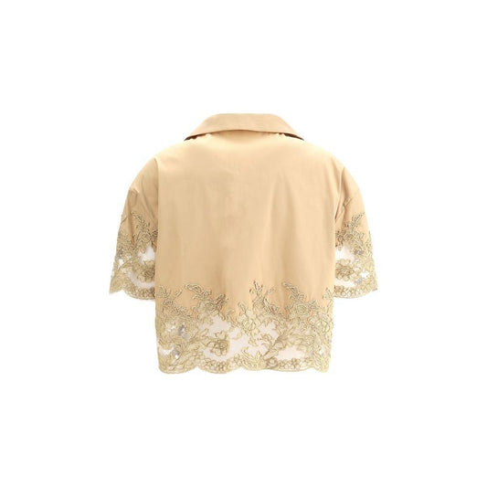 Ermanno Scervino Lace detail Shirt 1728,72470364320,Beige,Clothing,Ermanno Scervino,IT40 | M,IT44 | L,New with tags,Shirts - Women - Clothing,Women,Women - Clothing Ermanno Scervino ER-D462K325BYQ60920-IT44 | L