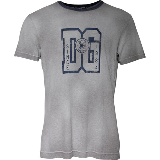 Dolce & Gabbana Gray Logo Print Cotton Crew Neck T-shirt 1728,67345645728,Clothing,Dolce & Gabbana,Gray,IT50 | L,Material: 100% Cotton,Men,Men - Clothing,New with tags,T-Shirts - Men - Clothing Dolce & Gabbana TSH87460-50