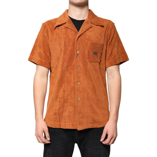 Dolce & Gabbana Hazel Cotton Velvet Button Down Collared Shirt 1728,67345645728,Brown,Clothing,Dolce & Gabbana,IT38 | XS,IT39 | S,Material: 100% Cotton (velvet),Men,Men - Clothing,New with tags,Shirts - Men - Clothing Dolce & Gabbana TSH87542-38