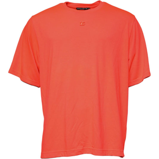 Dolce & Gabbana Orange Logo Polyester Crew Neck T-shirt 1728,67345645728,Clothing,Dolce & Gabbana,IT56 | XXL,Material: 100% Polyester,Men,Men - Clothing,Orange,Preowned / Defect,T-Shirts - Men - Clothing Dolce & Gabbana TSH87636-56