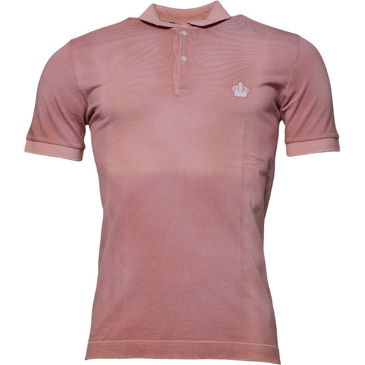 Dolce & Gabbana Pink Crown Collared Short Sleeve Polo T-shirt 1728,67345645728,Clothing,Dolce & Gabbana,IT46 | S,Material: 100% Cotton,Men,Men - Clothing,Pink,Polo Shirt - Men - Clothing,Preowned / Defect Dolce & Gabbana TSH87700-46