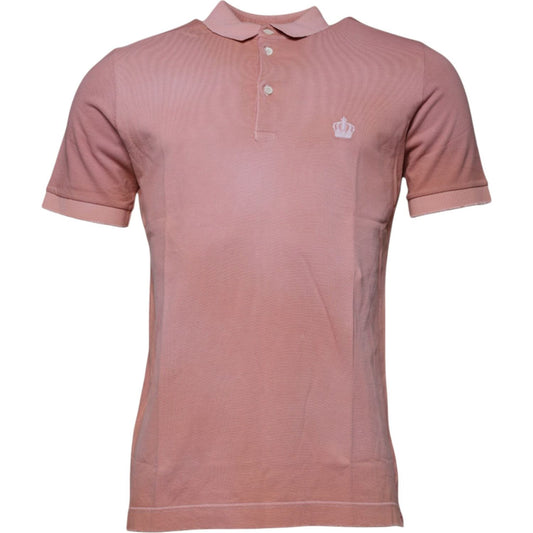 Dolce & Gabbana Pink Crown Collared Short Sleeve Polo T-shirt 1728,67345645728,Clothing,Dolce & Gabbana,IT50 | L,Material: 100% Cotton,Men,Men - Clothing,Pink,Polo Shirt - Men - Clothing,Preowned / Defect Dolce & Gabbana TSH87703-50