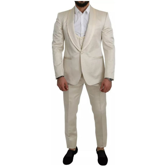 Dolce & Gabbana Beige Wool Crème 3 Piece SICILIA Shawl Suit 1728,67345645728,acetate blend,Beige,Clothing,Dolce & Gabbana,IT44 | XS,Material: Wool,Men,Men - Clothing,New with tags,Suits - Men - Clothing Dolce & Gabbana KOS1801-44