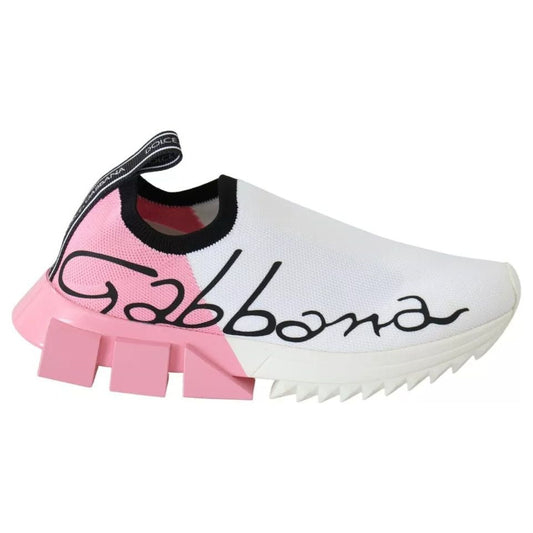 Dolce & Gabbana Pink White Logo Sorrento Sneakers Shoes 1728,67345645728,Dolce & Gabbana,EU35/US4.5,Material: 65% Polyester 15% Viscose 10% PU 10% Elastane,New with tags,Pink,Shoes,Sneakers - Women - Shoes,Women,Women - Shoes Dolce & Gabbana LA8923-35