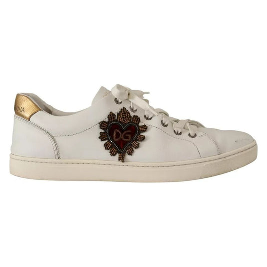 Dolce & Gabbana White Leather Heart Low Top Casual Sneakers Shoes 1728,67345645728,Dolce & Gabbana,EU43/US10,Material: 100% Leather,Men,Men - Shoes,Preowned / Defect,Shoes,Sneakers - Men - Shoes,White Dolce & Gabbana MV4638-43