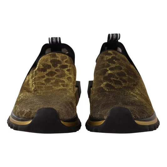 Dolce & Gabbana Gold Glitter Leopard Sorrento Sneakers Shoes 1728,67345645728,Dolce & Gabbana,EU40.5/US10,Gold,Material: Polyester,New with tags,Shoes,Sneakers - Women - Shoes,Women,Women - Shoes Dolce & Gabbana LA9108-40.5