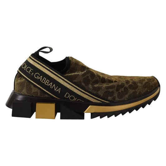Dolce & Gabbana Gold Glitter Leopard Sorrento Sneakers Shoes 1728,67345645728,Dolce & Gabbana,EU40.5/US10,Gold,Material: Polyester,New with tags,Shoes,Sneakers - Women - Shoes,Women,Women - Shoes Dolce & Gabbana LA9108-40.5