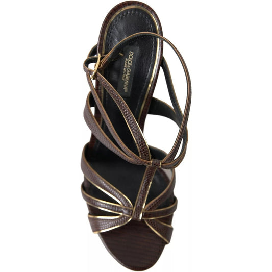 Dolce & Gabbana Brown Ankle Strap Stiletto Heels Sandals Shoes 1728,67345645728,Brown,Dolce & Gabbana,EU39/US8.5,Preowned / Defect,Sandals - Women - Shoes,Shoes,Women,Women - Shoes Dolce & Gabbana LA10384-39