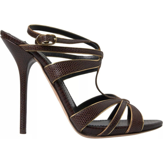 Dolce & Gabbana Brown Ankle Strap Stiletto Heels Sandals Shoes 1728,67345645728,Brown,Dolce & Gabbana,EU39/US8.5,Preowned / Defect,Sandals - Women - Shoes,Shoes,Women,Women - Shoes Dolce & Gabbana LA10384-39