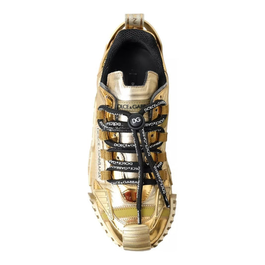 Dolce & Gabbana Metallic Gold NS1 Low Top Sneakers Shoes Sneakers 1728,67345645728,Dolce & Gabbana,EU37/US6.5,Gold,Preowned / Defect,Shoes,Sneakers - Women - Shoes,Women,Women - Shoes Dolce & Gabbana LA10413-37