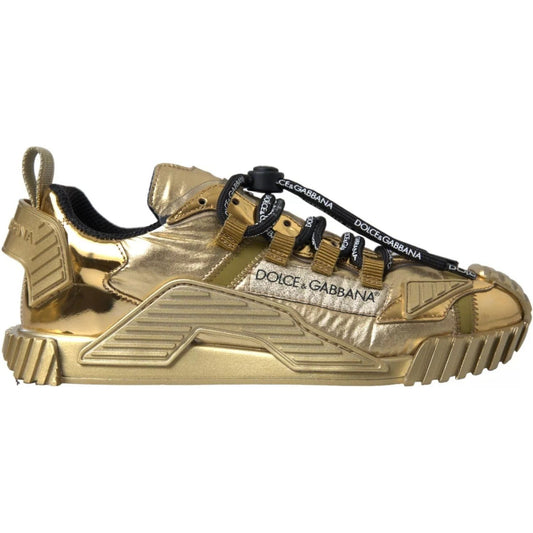 Dolce & Gabbana Metallic Gold NS1 Low Top Sneakers Shoes Sneakers 1728,67345645728,Dolce & Gabbana,EU37/US6.5,Gold,Preowned / Defect,Shoes,Sneakers - Women - Shoes,Women,Women - Shoes Dolce & Gabbana LA10413-37