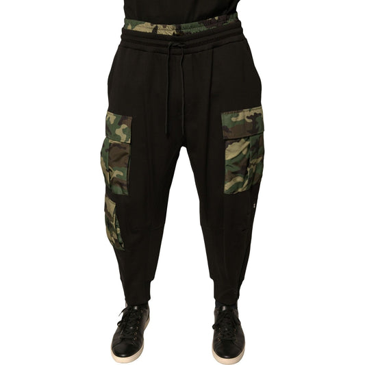 Dolce & Gabbana Black Camouflage Cotton Jogger Cargo Pants