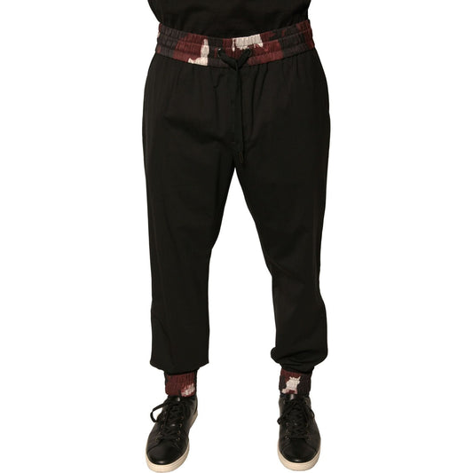Dolce & Gabbana Black Camouflage Wool Jogger Sweatpants Pants