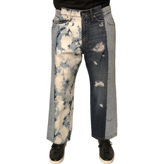 Dolce & Gabbana Multicolor Patchwork Cotton Straight Men Denim Jeans