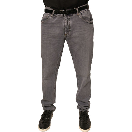 Dolce & Gabbana Gray Logo Cotton Stretch Skinny Denim Jeans