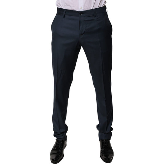 Dolce & Gabbana Blue Wool Tapered Formal Dress Pants