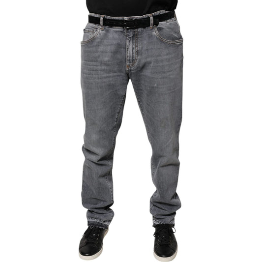 Dolce & Gabbana Gray Logo Cotton Stretch Skinny Denim Jeans
