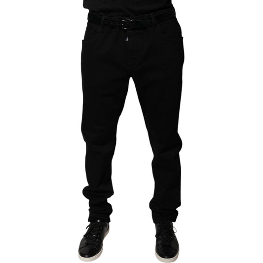 Dolce & Gabbana Black Logo Cotton Stretch Skinny Denim Jeans