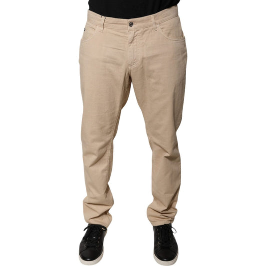 Dolce & Gabbana Beige Cotton Mid Waist Skinny Denim Jeans