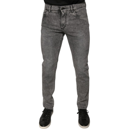 Dolce & Gabbana Gray Washed Cotton Skinny Denim Jeans