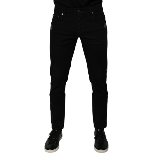 Dolce & Gabbana Black Crown White Lining Skinny Denim Jeans