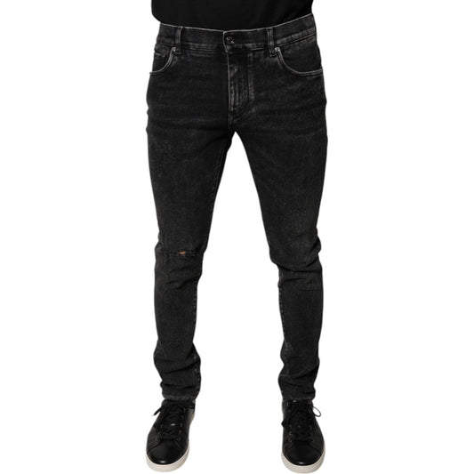 Dolce & Gabbana Black Cotton Stretch Skinny Men Denim Jeans