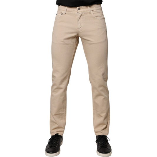 Dolce & Gabbana Beige Cotton Stretch Regular Men Denim Jeans