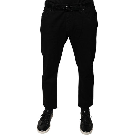 Dolce & Gabbana Black Cotton Stretch Logo Skinny Denim Jeans