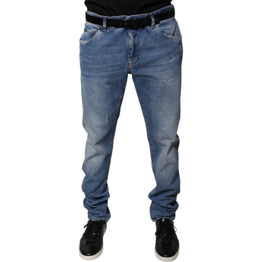 Dolce & Gabbana Light Blue Cotton Men Skinny Denim Jeans