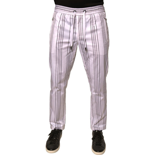 Dolce & Gabbana White Stripe Cotton Dress Skinny Pants