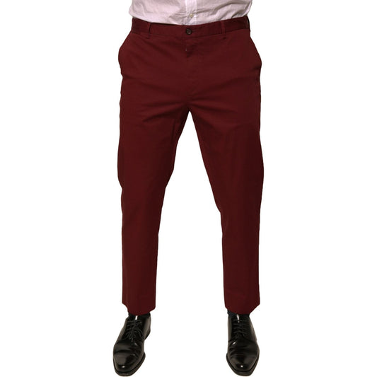 Dolce & Gabbana Maroon Cotton Men Skinny Dress Pants