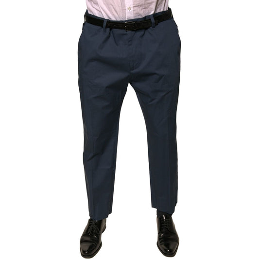 Dolce & Gabbana Blue Cotton Men Skinny Dress Pants