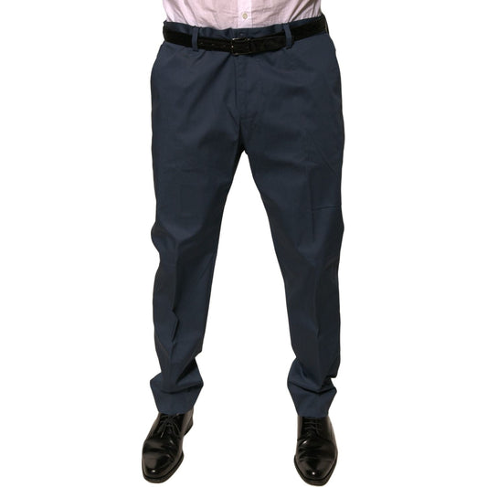 Dolce & Gabbana Dark Blue Cotton Stretch Skinny Men Dress Pants