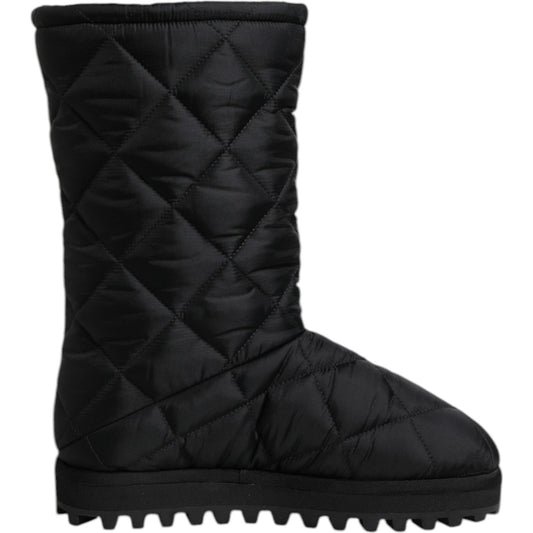 Dolce & Gabbana Black Polyester Padded Mid Calf Boots Winter Shoes