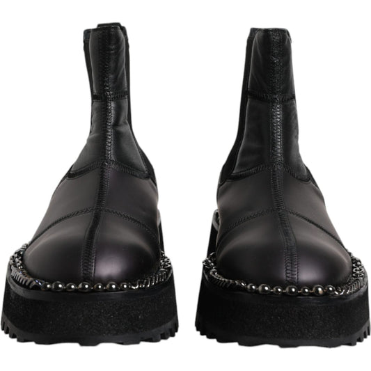 Dolce & Gabbana Black Chelsea Boots Leather Slip On Shoes 1728,67345645728,Black,Boots - Men - Shoes,Dolce & Gabbana,EU44/US11,Material: 40% Viscose 30% Lamb Leather 13% Nylon 13% Polyester 4% PU,Men,Men - Shoes,Preowned / Defect,Shoes Dolce & Gabbana MV6