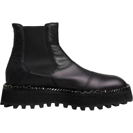 Dolce & Gabbana Black Chelsea Boots Leather Slip On Shoes 1728,67345645728,Black,Boots - Men - Shoes,Dolce & Gabbana,EU44/US11,Material: 40% Viscose 30% Lamb Leather 13% Nylon 13% Polyester 4% PU,Men,Men - Shoes,Preowned / Defect,Shoes Dolce & Gabbana MV6