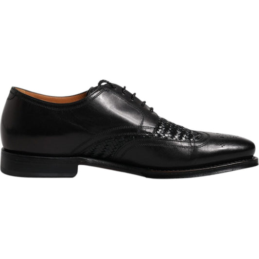 Dolce & Gabbana Black Leather Derby Wingtip Lace Up Formal Dress Shoes