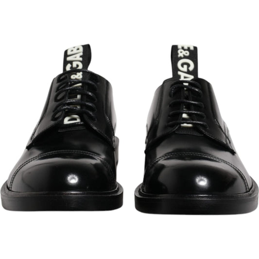 Dolce & Gabbana Black Patent Leather Derby Lace Up Formal Dress Shoes