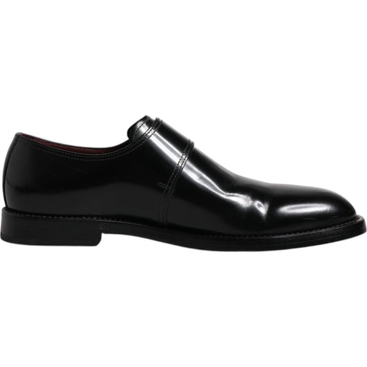 Dolce & Gabbana Black Leather Monk Strap Derby Formal Shoes