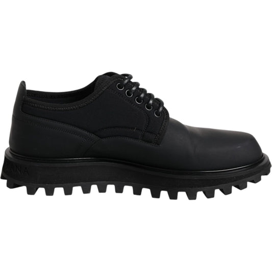 Dolce & Gabbana Black Leather Lace Up Trekking Dress Shoes
