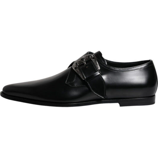 Dolce & Gabbana Black Leather Monk Strap Derby Formal Shoes