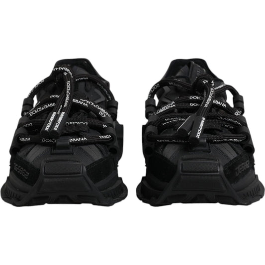 Dolce & Gabbana Black Low Top Space Lace Up Sneakers Shoes