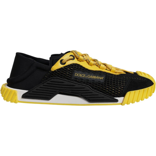 Dolce & Gabbana Black Yellow Low Top NS1 Sneakers Shoes